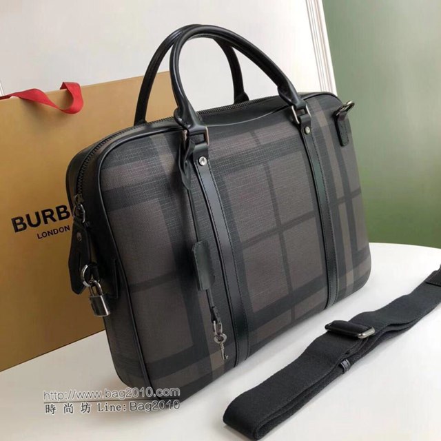 Burberry專櫃新款男包 巴寶莉經典格紋男士手提公事包  db1241